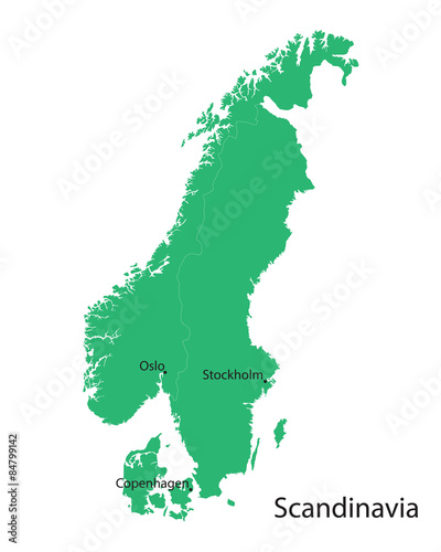 green map of Scandinavian countries