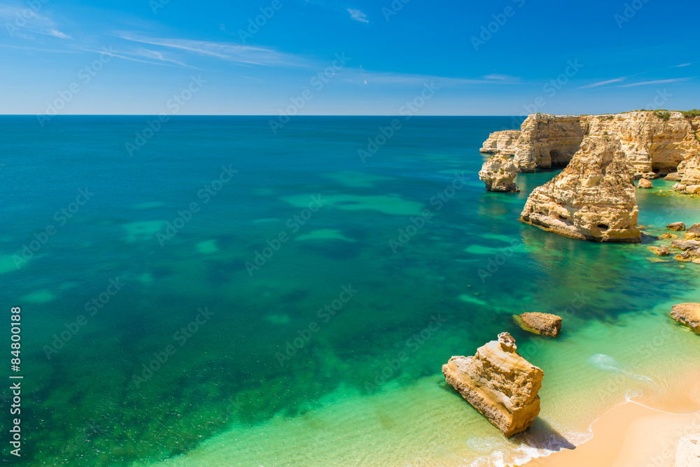 Beautiful Beach at the coast of Algarve, Portugal