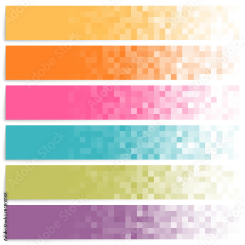 Set of colorful pixel banners