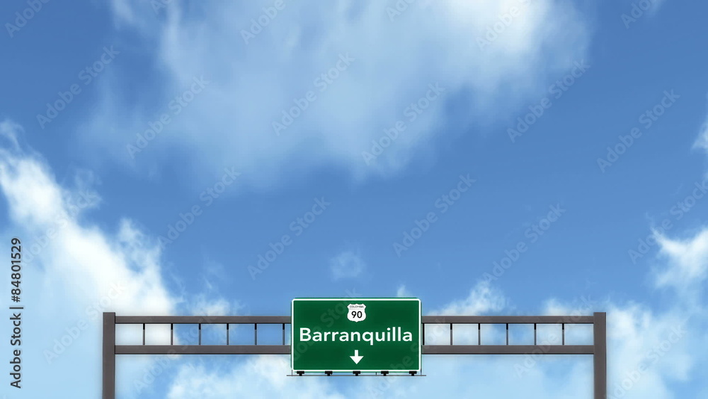 Passing under Barranquilla Colombia Highway Road Sign
  