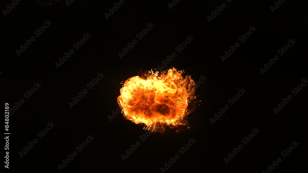 Slow motion shot fire ball explosion