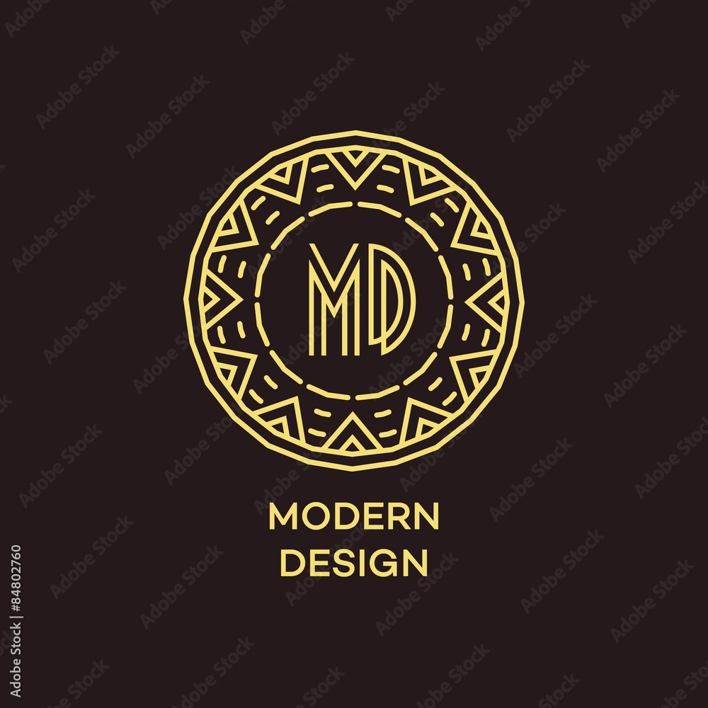 Obraz premium Vector geometric frame in mono line style. Monogram design