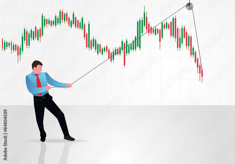 Trader trying to stop declines.Business concept.