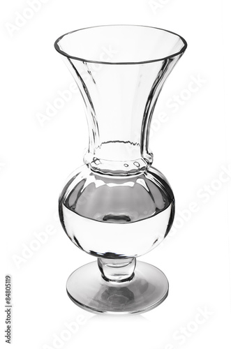 Water in vase of glass, isolated on a white background