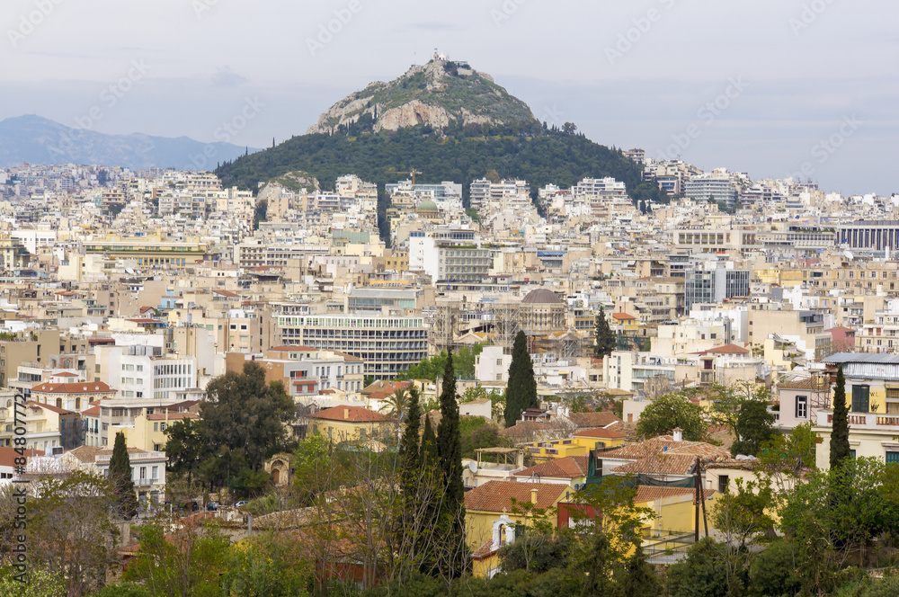 Likavitos hill. Panoramic view of Athens. Greece.