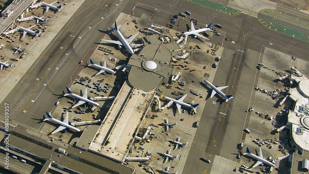 Aerial view of an airport terminal