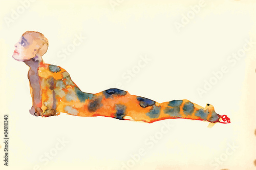 Lying figure - Water colors converted to vector