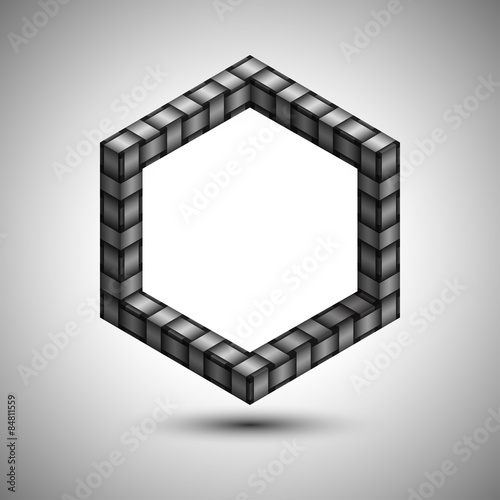 Hexagonal plastic frame. Editable vector. Eps 10