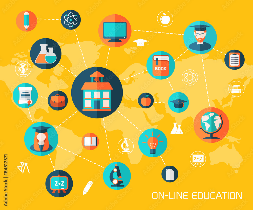 On-line education background. On-line education background.