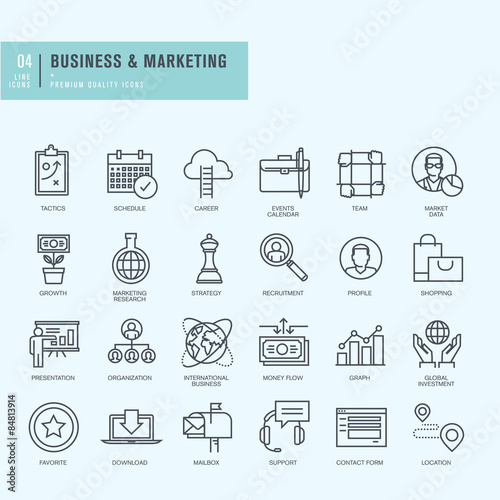 Thin line icons set. Icons for business.    