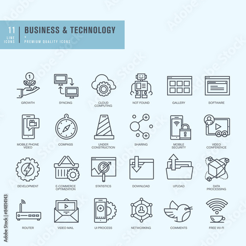 Thin line icons set. Icons for business, technology.    