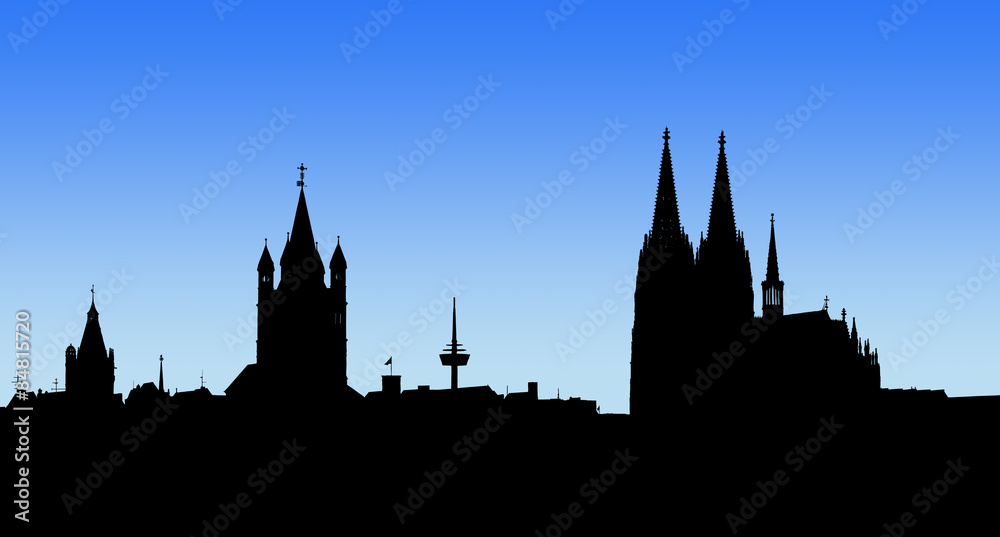 Panorama-Köln, blau-schwarz