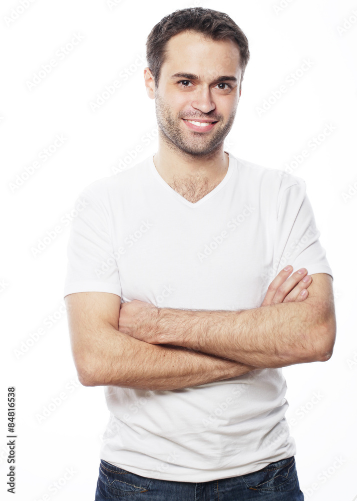 handsome man in blank white shirt handsome man in blank white shirt