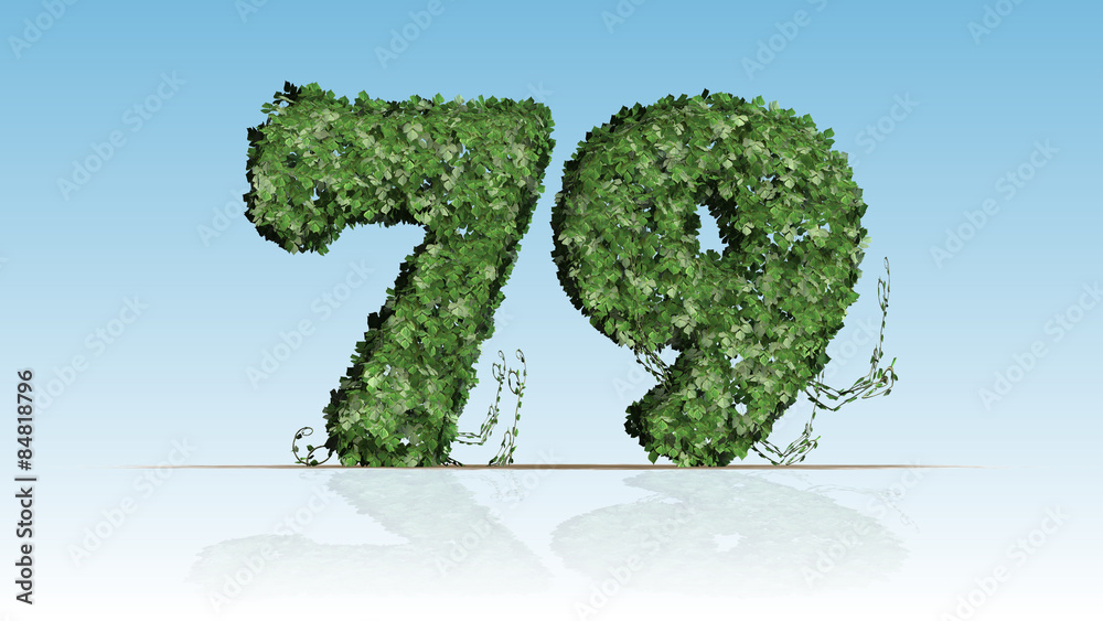 Number 79 from green ivy leaves