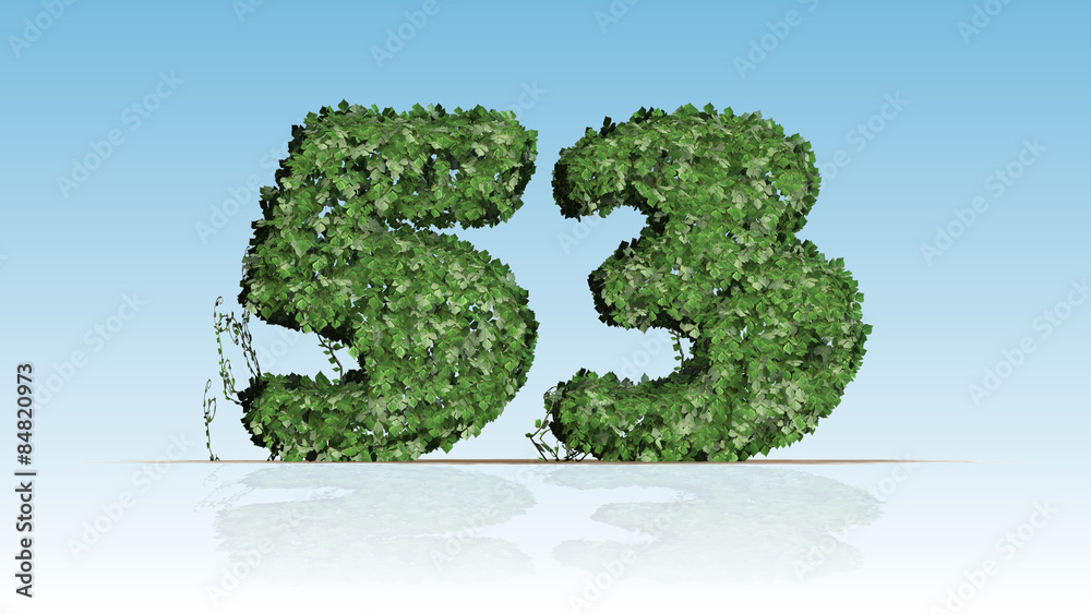 Number 53 from green ivy leaves Number 53 from green ivy leaves