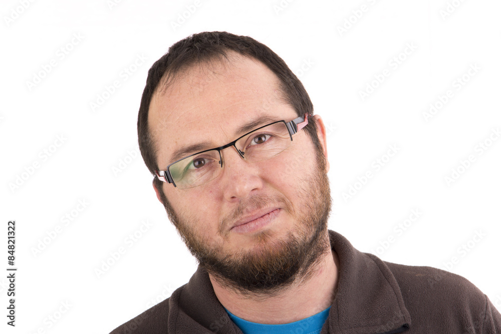 portrait of handsome young man wearing glasses against white background portrait of handsome young man wearing glasses against white background