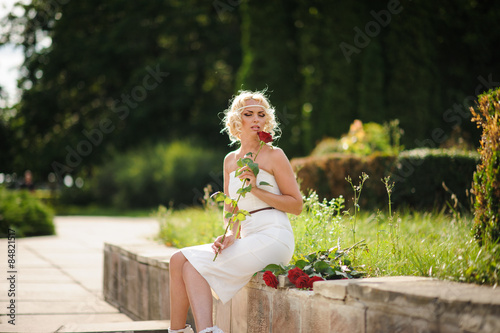 sexy girl in white dress