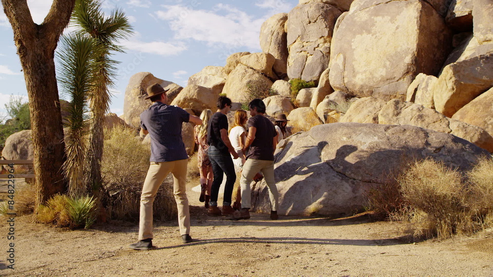 Group of young people in the desert