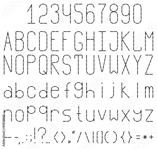 Black and white embroidered font. Full set with numbers and punctuation.