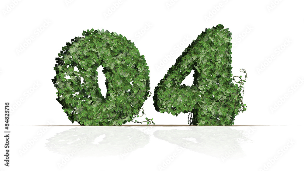 Number 04 from green ivy leaves - Isolated on white background Number 04 from green ivy leaves - Isolated on white background