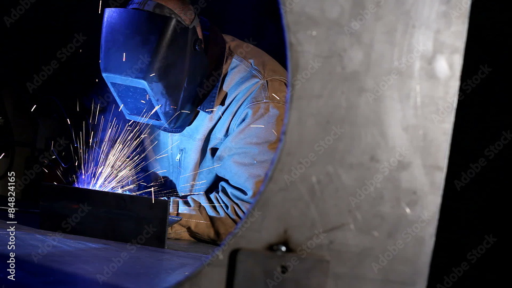 Industrial worker welding