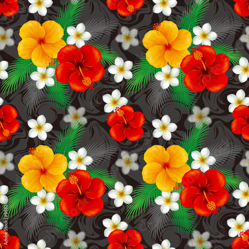 Wallpaper Mural Wallpaper of hibiscus. Illustration./The seamless pattern Torontodigital.ca