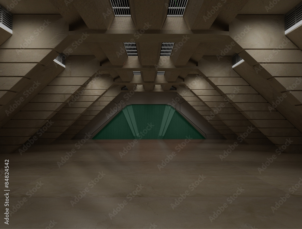 Obraz premium Science fiction interior scene - sci fi corridor 3d rendering