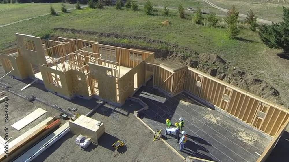 Aerial shot of construction job site
