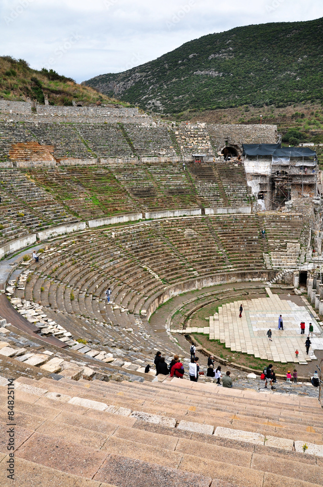 A side view of the great stadium at Ephesus. The stadium could seat up to 30000 people