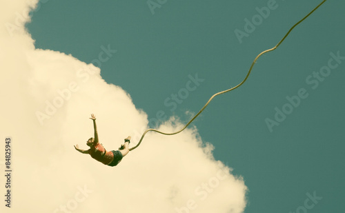 Bungee jumping - retro style photo