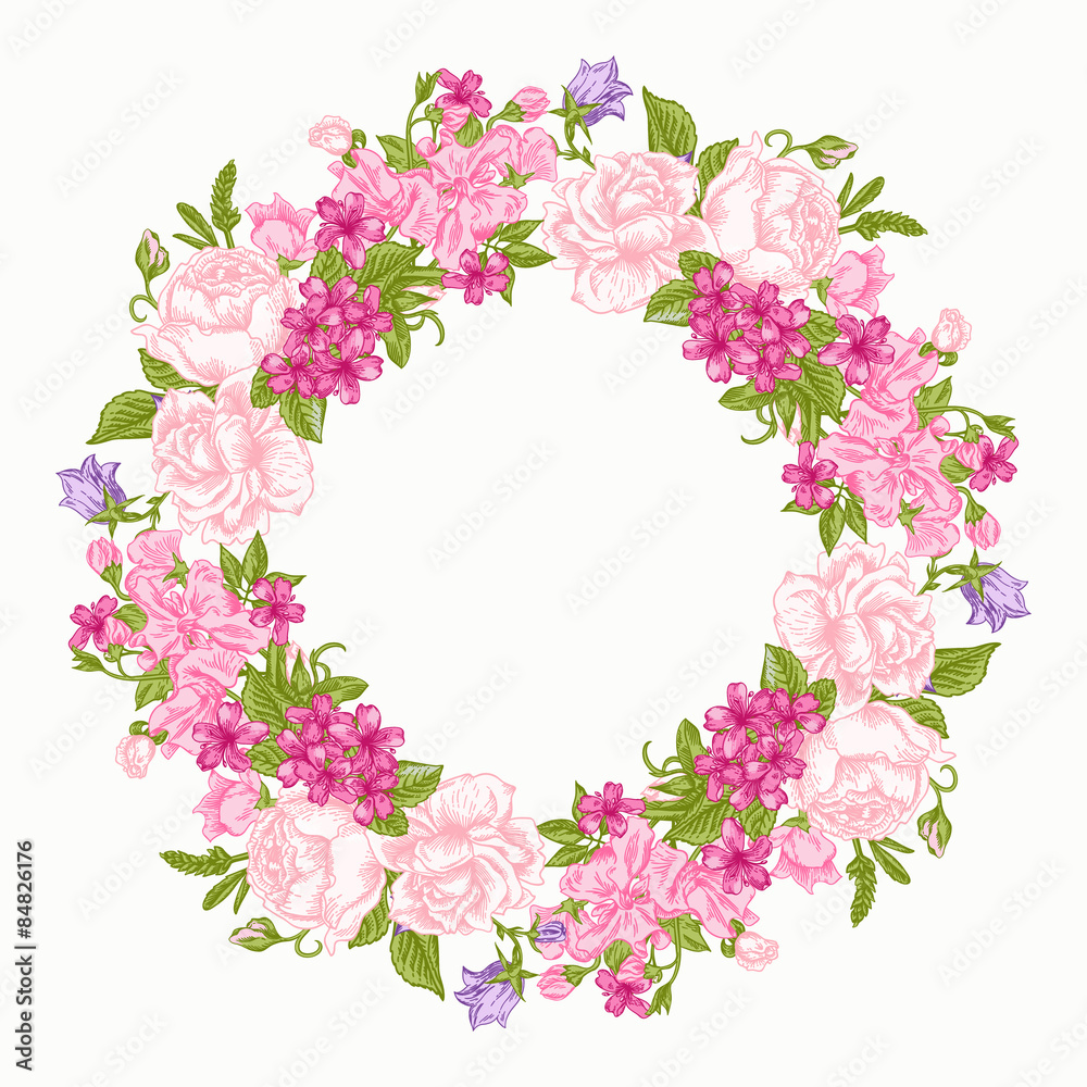 Floral round frame.