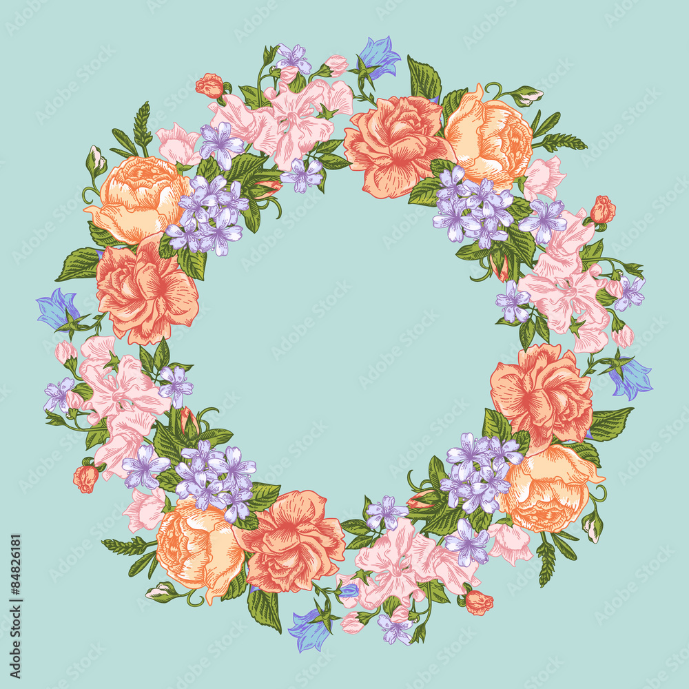 Floral round frame. Floral round frame.