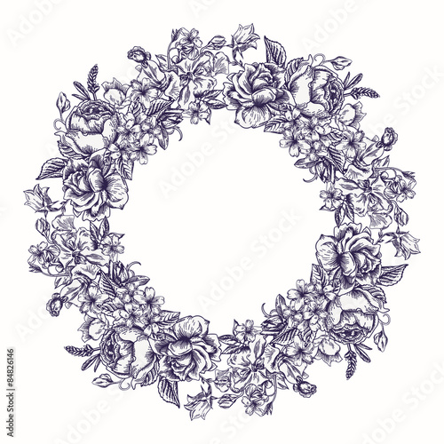 Floral round frame.