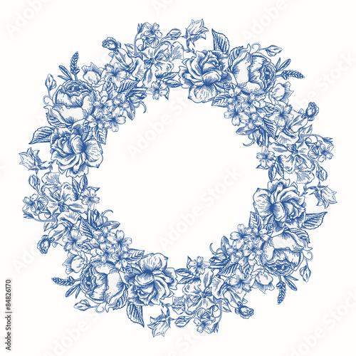 Floral round frame.