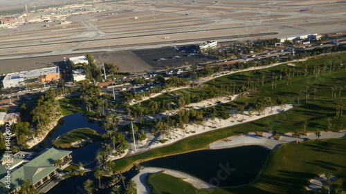 Las Vegas, Nevada, USA -  Aerial view of Las Vegas golf course and airport