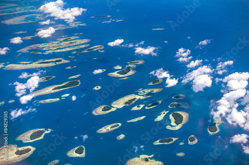 Thousand Island near Jakarta, aerial view from plane photo
