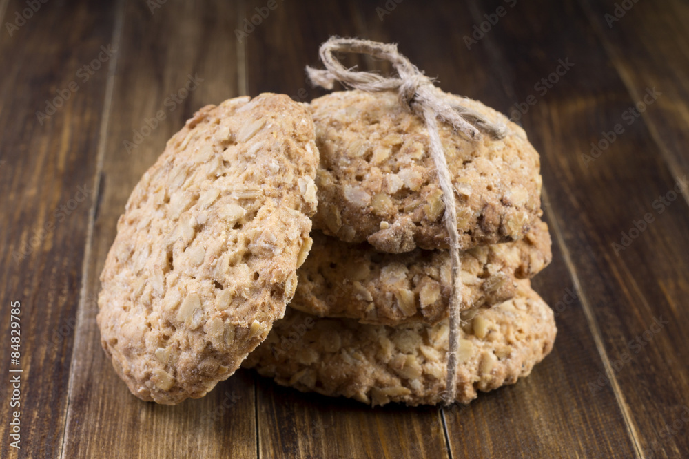 oatmeal cookies on a wooden table oatmeal cookies on a wooden table
