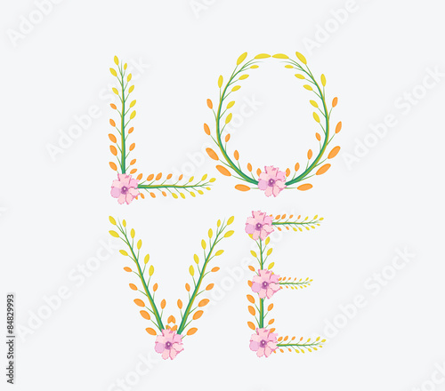 Royal floral print Love painted with watercolor