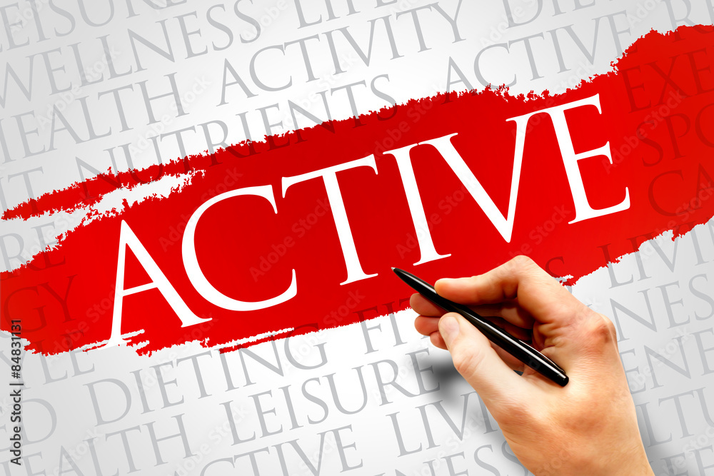 ACTIVE word cloud, fitness, sport, health concept ACTIVE word cloud, fitness, sport, health concept