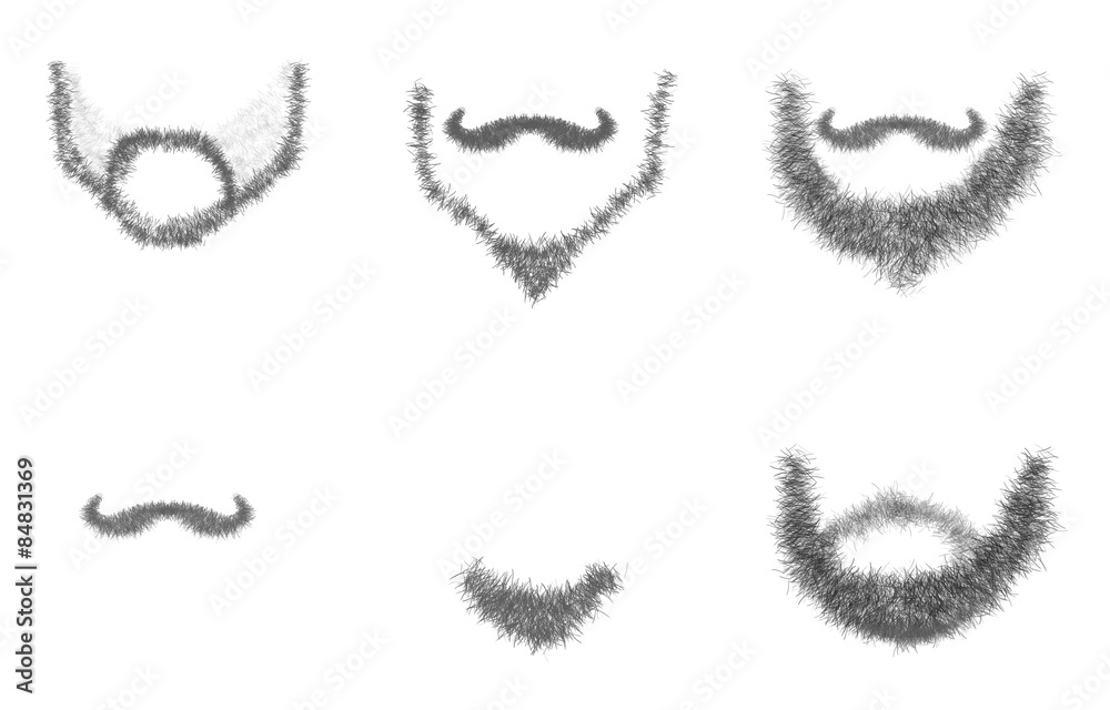 Set of Mustache Mock up on white background,hipster element Set of Mustache Mock up on white background,hipster element