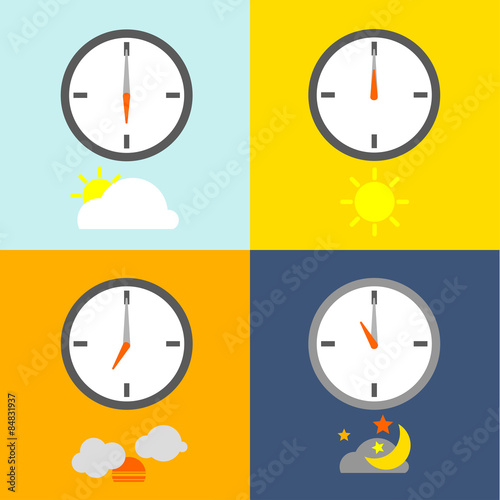TIME TABLE
clocks show 4 times for people routine and the sky icon show indicate the time as usual.
