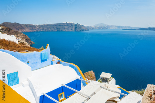 White-blue architecture on Santorini island, Greece