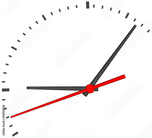 Clock face with red second hand
