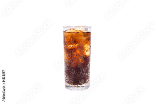 Cola in highball glass isolated on white background