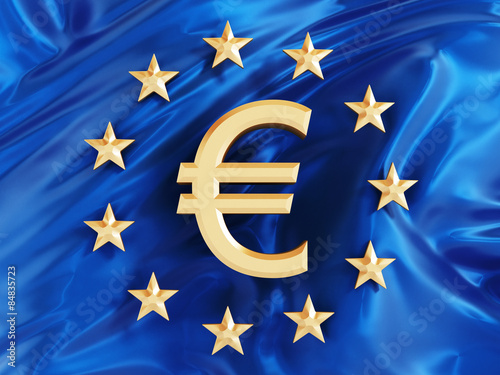 Euro symbol on European Union flag