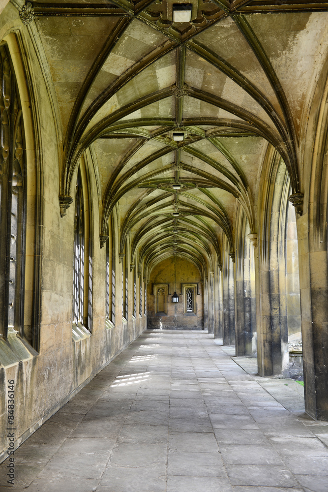 Covered walkway with Gothic arches