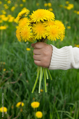 bouquet in a child's hand
