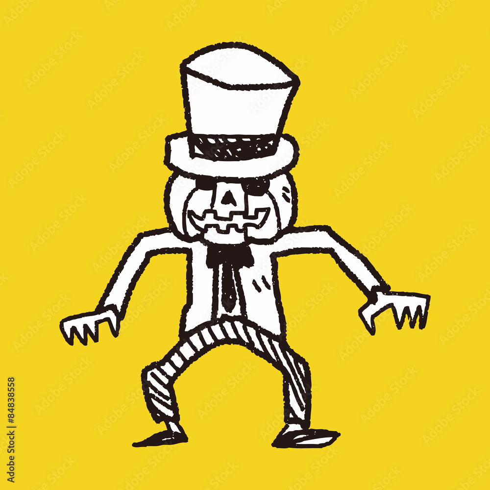 Fototapeta premium pumpkin monster doodle