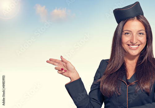 Beautiful young stewardess recommends that your services!