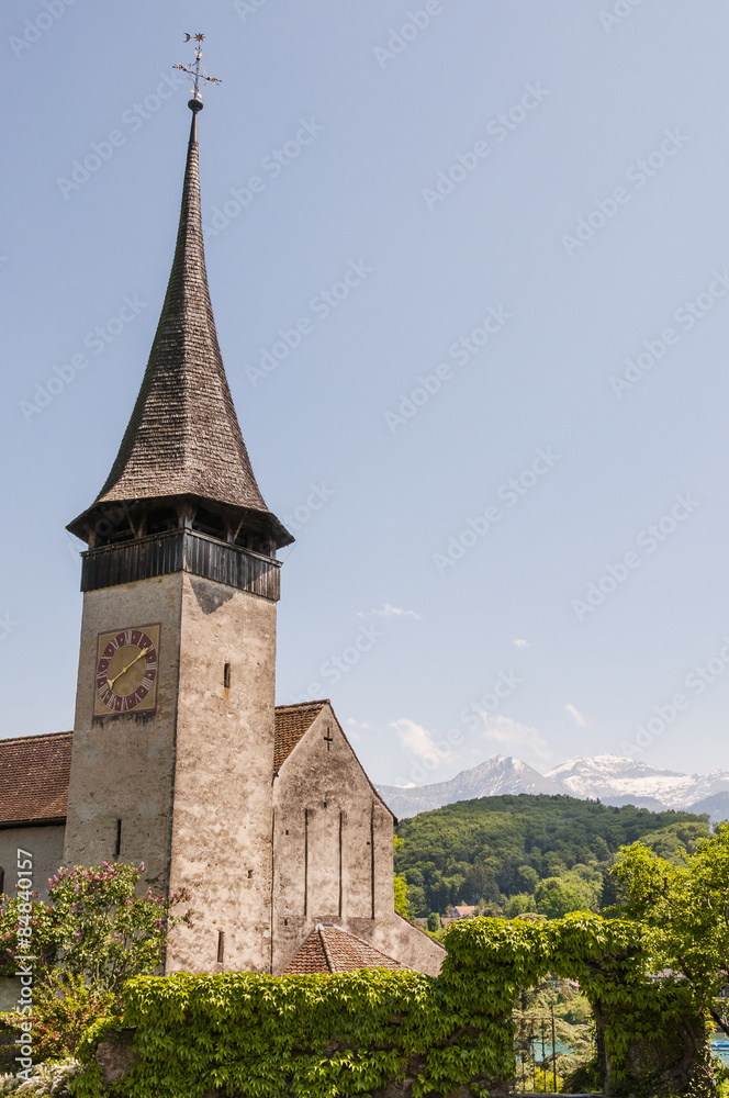 Spiez, Stadt, Schlosskirche, Schloss, Schloss Spiez, Berner Alpen, Thunersee, Schweiz